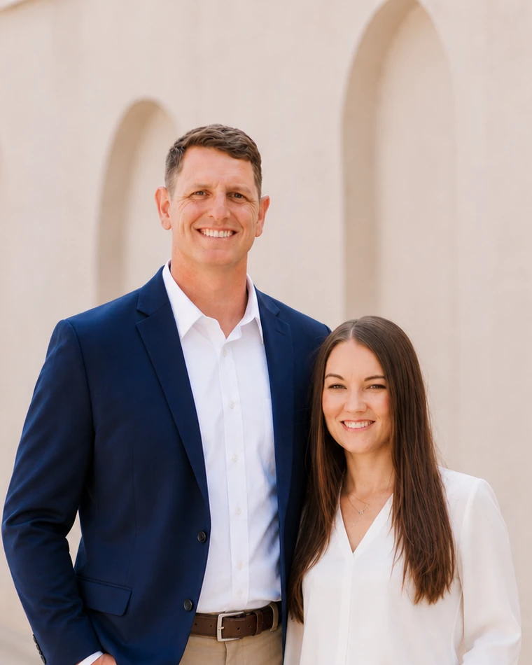 Kyal and Breanne - Roadrunner Property Management owners on Waco Suspension Bridge